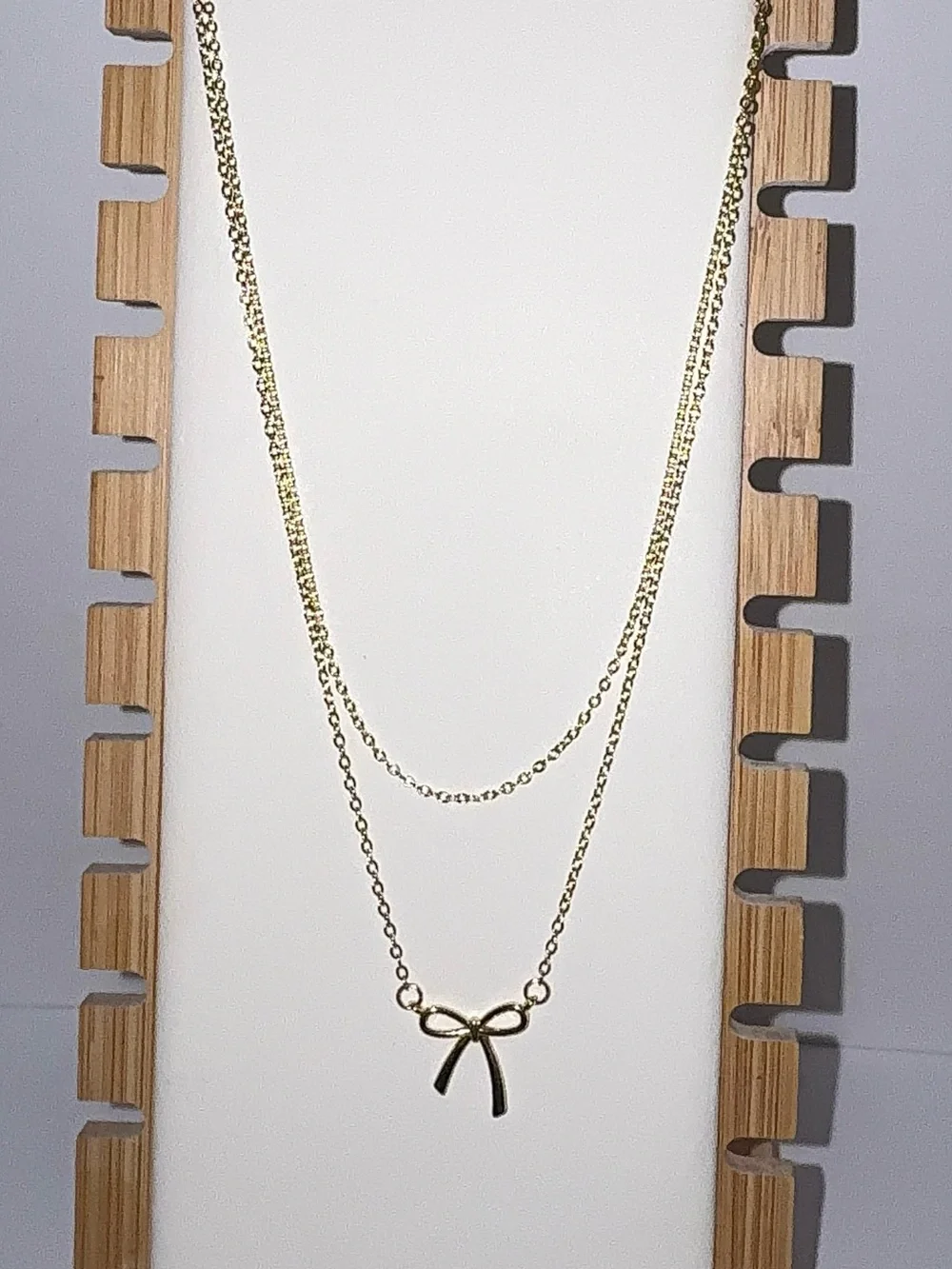14K Gold Plated Layered Bow Necklace | Dainty Coquette Charm